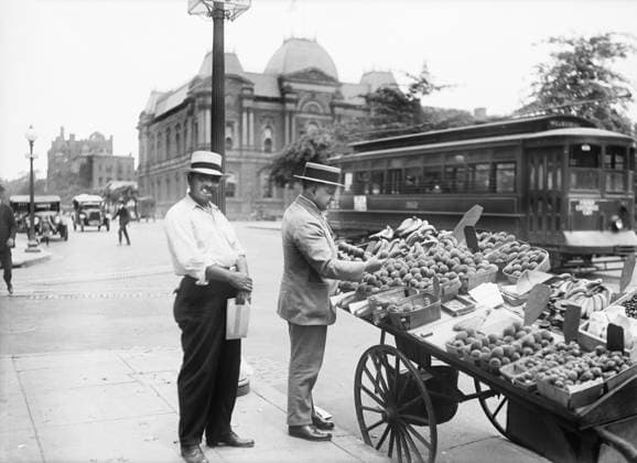 Street Vendor selling Fruit, Washington DC, USA, Harris & Ewing, 1921  Copyright: xCircaxImagesx ghi-circa01099