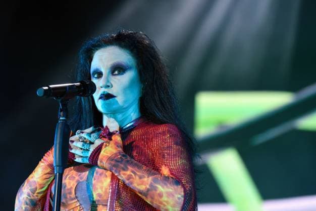 August 8, 2023, Sitges, Barcelona, Spain: Singer Alaska from the group Fangoria performs at the Jardins de Terramar Festival in Sitges. The Spanish-Mexican singer Alaska, the singer of the Fangoria group, performed at the Jardins de Terramar Festival in Sitges in front of 2,500 people. Maria del Olvido Gara Jova (Mexico City, June 13, 1963), better known by her stage name Alaska, is a Spanish-Mexican singer, actress, composer, television presenter, businesswoman, writer, producer, and DJ. Sitges Spain - ZUMAs197 20230808_aaa_s197_055 Copyright: xRamonxCostax