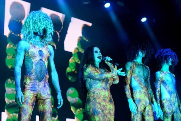 August 8, 2023, Sitges, Barcelona, Spain: Singer Alaska from the group Fangoria performs at the Jardins de Terramar Festival in Sitges. The Spanish-Mexican singer Alaska, the singer of the Fangoria group, performed at the Jardins de Terramar Festival in Sitges in front of 2,500 people. Maria del Olvido Gara Jova (Mexico City, June 13, 1963), better known by her stage name Alaska, is a Spanish-Mexican singer, actress, composer, television presenter, businesswoman, writer, producer, and DJ. Sitges Spain - ZUMAs197 20230808_aaa_s197_058 Copyright: xRamonxCostax