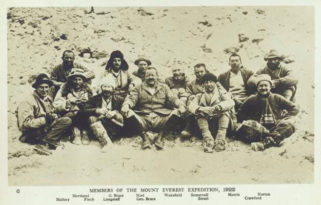 1922 British Mount Everest Expedition 1922 British Mount Everest Expedition - the first mountaineering expedition with the express aim of making the first ascent of the world s highest peak. After two unsuccessful summit attempts the expedition ended on the third attempt when seven porters died as the result of a group-induced avalanche. The party was: Charles G. Bruce (Expedition Leader), Edward Lisle Strutt (Deputy Expedition Leader), George Mallory, George Ingle Finch, Edward Teddy F. Norton, Henry T. Morshead, Dr Howard Somervell, Dr Arthur Wakefield, John Noel (Photographer and Movie Maker), Dr Tom G. Longstaff (Expedition medicine), Captain Geoffrey Bruce (cousin of Charles G. Bruce - translator), Captain John Morris (translator) an  Copyright: Copyrightx(c)Geminix2023.xCredit:xGemini 10651835