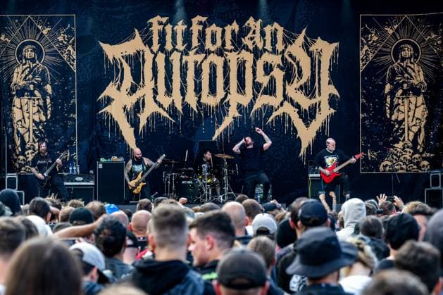 American music band Fit for an Autopsy performs during the first day of the Brutal Assault music festival focused on metal, on August 9, 2023, at the Josefov Fortress in Jaromer, Czech Republic. (CTKxPhoto DavidxTanecek) CTKPhotoP2023080906135  CTKPhotoP2023080906135