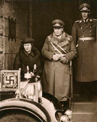 Goering and wife leave British church in Berlin General Hermann Goering pictured leaving St. George s Church, the British church in Berlin, where he had attended a service of mourning for the late King George V. Accompanying him is his wife, Emmy. Date: 1936  Copyright: Copyrightx(c)Geminix2023.xCredit:xGemini 11112483