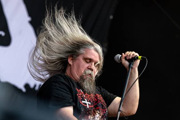 Matti Karki of Swedish music band Dismember performs during the Brutal Assault music festival focused on metal, on August 10, 2023, at the Josefov Fortress in Jaromer, Czech Republic. (CTKxPhoto DavidxTanecek) CTKPhotoP2023081006506  CTKPhotoP2023081006506