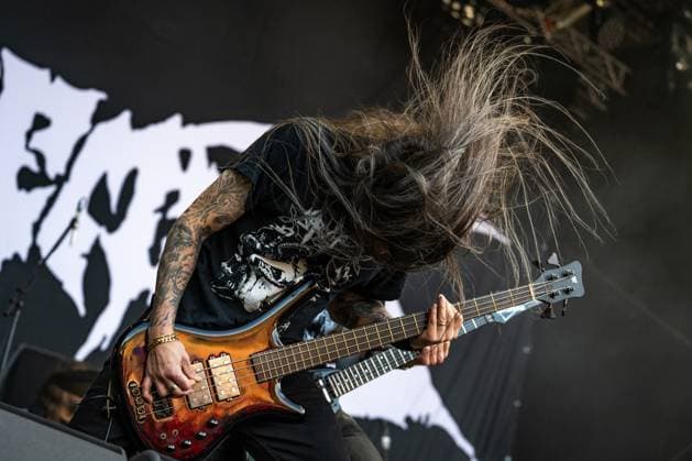 Richard Cabeza of Swedish music band Dismember performs during the Brutal Assault music festival focused on metal, on August 10, 2023, at the Josefov Fortress in Jaromer, Czech Republic. (CTKxPhoto DavidxTanecek) CTKPhotoP2023081006520  CTKPhotoP2023081006520