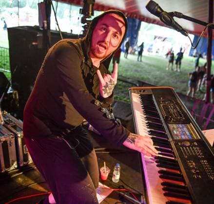 Lakefest 2023 Thursday, Eastnor Castle, Herefordshire, UK Control The Storm, fronted by Bez s wife Frou, perform at Eastnor Castle, Herefordshire, UK, Credit:Jules Annan Avalon  Copyright: xJulesxAnnanx xAvalonx 0795995480