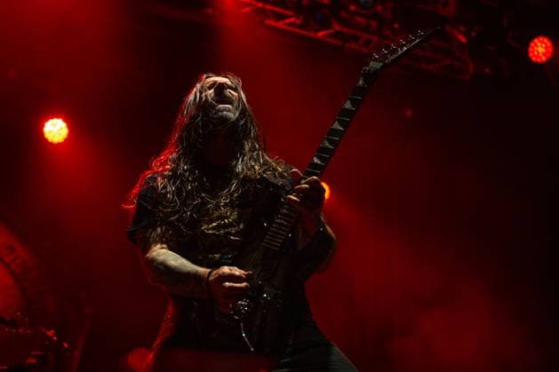 Andreas Kisser of Brazil music group Sepultura performs during the Brutal Assault music festival focused on metal, on August 10, 2023, at the Josefov Fortress in Jaromer, Czech Republic. (CTKxPhoto DavidxTanecek) CTKPhotoP2023081008278  CTKPhotoP2023081008278