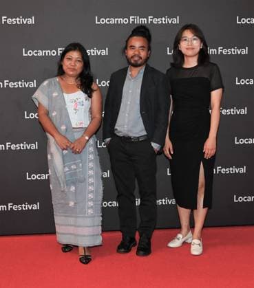 Locarno,Swiss Locarno Film Festival 2023 Red carpet photocall Rimido film CDP In the photo:Dominic Sangma director,Jianshang Xu producer,Eve Gunme Marax producer  Copyright: x xipa-agency.netx xNickxZonnax IPA_IPA39656311