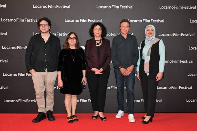 Locarno,Swiss Locarno Film Festival 2023 Red carpet photocall Yury Fipresci In the photo:Davide Katz,Ivonete Pinto,Nada Azhari Gillon,Rasha Hosny,Jean Perret  Copyright: x xipa-agency.netx xNickxZonnax IPA_IPA39656315
