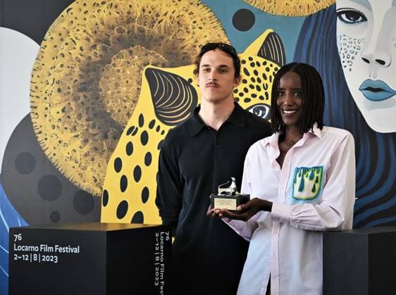 Locarno Film Festival, Preisträger Locarno, Swiss Locarno Film Festival Award 2023 Locarno,Swiss Locarno Film Festival 2023 Award 2023 photocall Night Shift film Leopards of Tomorrow In the photo: Kayije Kagame,Hugo Radi Locarno Swiss -  Copyright: xIPA ABACAx BRIPA20230812_138 IPA ABACAx BRIPA20230812_138