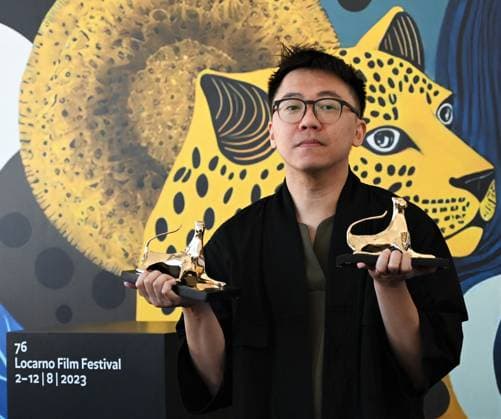 Locarno Film Festival, Preisträger Locarno, Swiss Locarno Film Festival Award 2023 Locarno,Swiss Locarno Film Festival 2023 Award 2023 photocall Concorso Cineasti del Presente the Best Film and Swatch First Feature Award Pardo Oro film Dreaming & Dying In the photo:Nelson Yeo director Locarno Swiss -  Copyright: xIPA ABACAx BRIPA20230812_174 IPA ABACAx BRIPA20230812_174