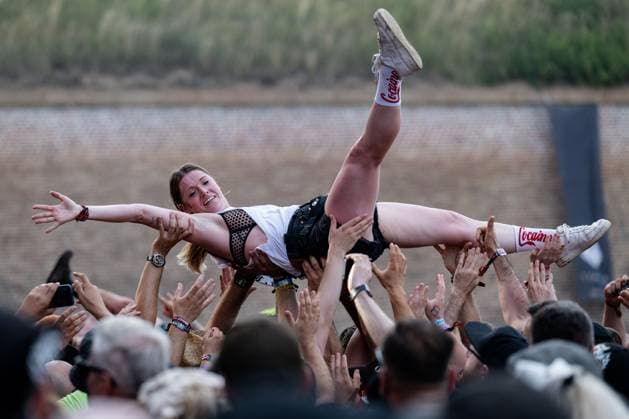 The final day of the Brutal Assault music festival focused on metal was held on August 12, 2023, at the Josefov Fortress in Jaromer, Czech Republic. (CTKxPhoto DavidxTanecek) CTKPhotoP2023081205208  CTKPhotoP2023081205208