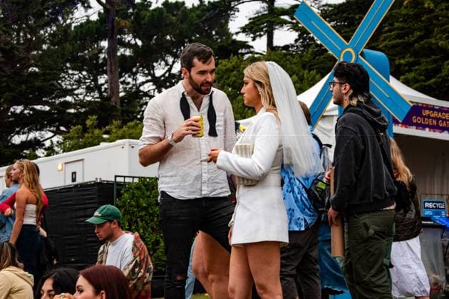 August 11, 2023, San Francisco, California, United States: Attendees enjoy Outside Lands fifteenth anniversary during Day 1 of Outside Lands Music Festival on Friday August 11th, 2023 in San Francisco, California. Shot by San Francisco United States - ZUMAs181 20230811_zea_s181_008 Copyright: xAnniexLesserx