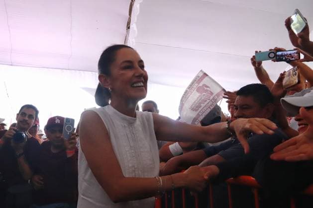 August 11, 2023 in Ciudad Mendoza, Veracruz, Mexico: The candidate for the coordination of defense of the transformation, Claudia Sheinbaum Pardo, attends a rally of the definition process, in the labor effort field of Ciudad Mendoza. On August 11, 2023 in Ciudad Mendoza, Mexico. Ciudad Mendoza Mexico - ZUMAe321 20230811_zia_e321_054 Copyright: xCarlosxSantiagox