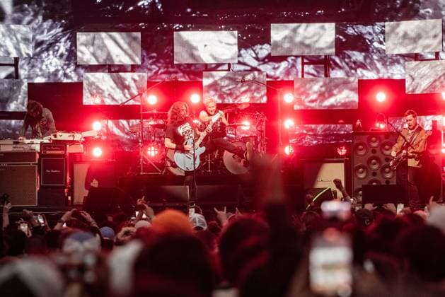 August 12, 2023, San Francisco, California, United States: Foo Fighters - Joash Freese and Dave Grohl perform during Day 2 of Outside Lands Music Festival on Saturday August 12th, 2023 in San Francisco, California. San Francisco United States - ZUMAs181 20230812_zea_s181_137 Copyright: xAnniexLesserx