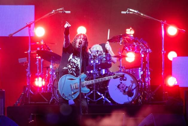 August 12, 2023, San Francisco, California, United States: Foo Fighters - Joash Freese and Dave Grohl perform during Day 2 of Outside Lands Music Festival on Saturday August 12th, 2023 in San Francisco, California. San Francisco United States - ZUMAs181 20230812_zea_s181_146 Copyright: xAnniexLesserx