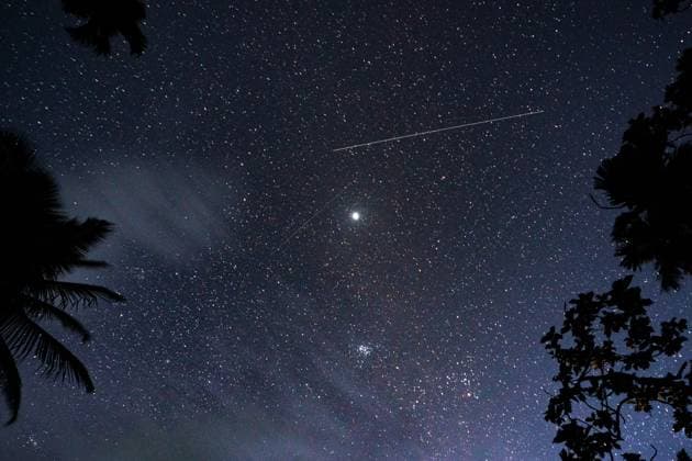 News Themen der Woche KW33 News Bilder des Tages Annual Perseid Meteor Shower An illuminated Sattlite path was seen in the sky on August 14, 2023, in Ratnapura, Sri Lanka. The Perseids are a prolific meteor shower associated with the comet Swift-Tuttle. The meteors are called the Perseids because they appear from the general direction of the constellation Perseus and, in more modern times, have a radiant bordering on Cassiopeia and Camelopardalis. Ratnapura Sri Lanka  Copyright: xThilinaxKaluthotagex originalFilename: kaluthotage-notitle230814_npAsv.jpg