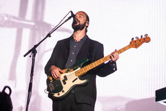 August 13, 2023, San Francisco, California, United States: The 1975 - Ross MacDonald performs during Day 3 of Outside Lands Music Festival on Sunday August 13th, 2023 in San Francisco, California. San Francisco United States - ZUMAs181 20230813_zea_s181_096 Copyright: xAnniexLesserx