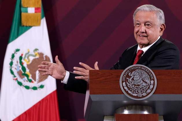 Mexiko, Andres Manuel Lopez Obrador Pressekonferenz The president of Mexico, Andres Manuel Lopez Obrador at a press conference at the National Palace August 14, 2023, Mexico City, Mexico: The President of Mexico, Andres Manuel Lopez Obrador at the press conference at the National Palace in Mexico City. on August 14, 2023 in Mexico City, Mexico (Photo by Luis Barron Eyepix Group). Copyright: xLuisxBarronx xEyepixxGroupx LB_20230814_AMLO16