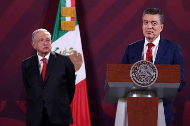 Mexiko, Andres Manuel Lopez Obrador Pressekonferenz August 14, 2023, Mexico City, Mexico: Governor of the state of Chiapas, Rutilio Escandon, at the press conference with the President of Mexico, Andres Manuel Lopez Obrador, at the press conference at the National Palace in Mexico City . on August 14, 2023 in Mexico City, Mexico Mexico City Mexico - ZUMAe321 20230814_zia_e321_011 Copyright: xLuisxBarronx