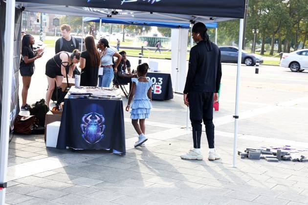 PHILADELPHIA, PA: AUGUST 15: Warner Bros. Pictures, DC Comics and Philadelphia Film Society Present the Blue Beetle Hero Award for service to the Philadelphia community to The Block Gives Back at Philadelphia Museum of Art in Philadelphia, Pennsylvania on August 15, 2023. Copyright: xStarxShooterx