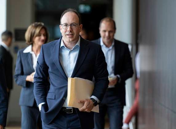 August 16, 2023, MONTREAL, PQ, Canada: Charles Emond, president and CEO of the Caisse de Depot et Placement du Quebec (CDPQ), leaves a press conference regarding results in Montreal, Wednesday, Aug.16, 2023. MONTREAL Canada  - ZUMAc35_ 20230816_zaf_c35_007 Copyright: xChristinnexMuschix