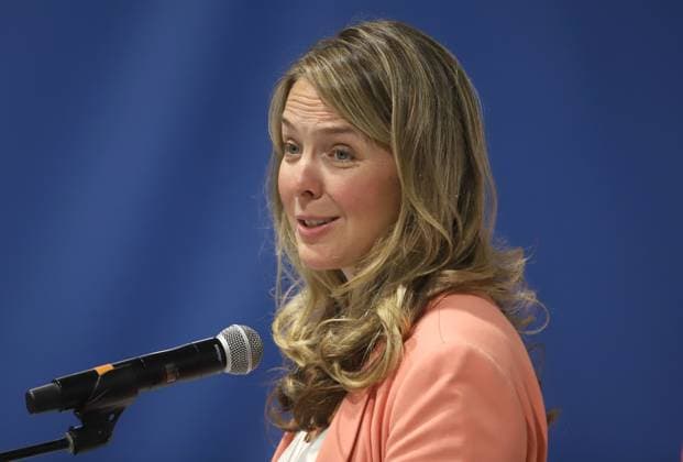 August 17, 2023, Ottawa, ON, Canada: Minister of Families, Children and Social Development, Jenna Sudds, makes an announcement about the Community Services Recovery Fund to help organizations in their post-pandemic recovery at the Boys and Girls Club in Ottawa on Thursday, August 17, 2023. Ottawa Canada  - ZUMAc35_ 20230817_zaf_c35_013 Copyright: xPatrickxDoylex