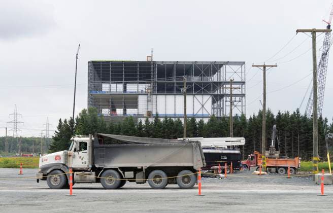 August 17, 2023, BECANCOUR, PQ, Canada: A construction vehicle drives through the site of the new Ford manufacturing plant in Becancour, Que., Thursday, Aug.17, 2023. BECANCOUR Canada  - ZUMAc35_ 20230817_zaf_c35_018 Copyright: xChristinnexMuschix