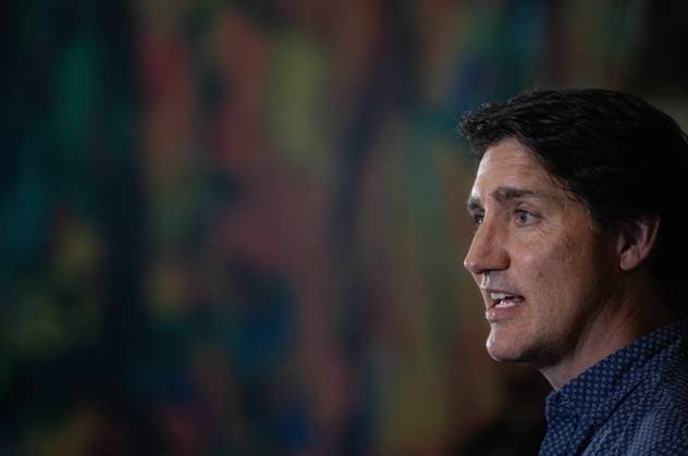 August 18, 2023, EDMONTON, AB, CANADA: Prime Minister Justin Trudeau speaks on the wildfires in B.C. and the Northwest Territories after visiting evacuees in Edmonton, Friday, Aug. 18, 2023. EDMONTON CANADA  - ZUMAc35_ 20230818_zaf_c35_069 Copyright: xJasonxFransonx
