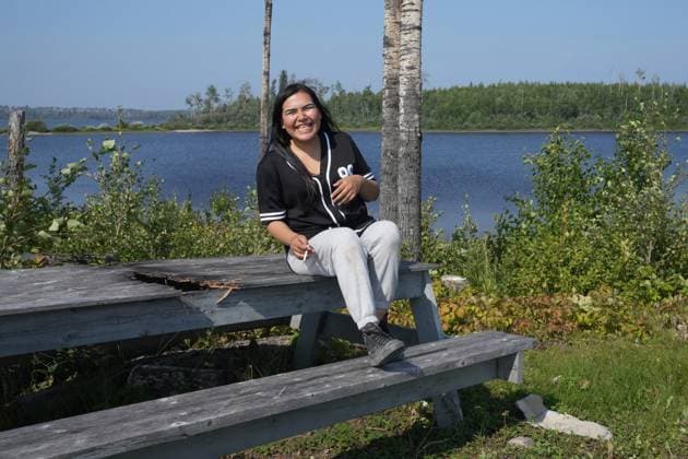 August 18, 2023, NESKANTAGA, ON, CAN: Resident Kendra Moonias poses for a photo during the Neskantaga First Nation Summer Festival, in Neskantaga, Ont., Friday, Aug. 18, 2023. NESKANTAGA CAN  - ZUMAc35_ 20230818_zaf_c35_094 Copyright: xChrisxYoungx