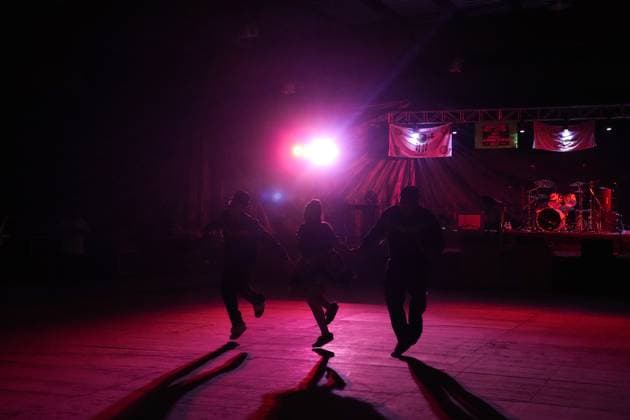 August 18, 2023, NESKANTAGA, ON, CAN: Ivan Flett memorial dancers perform a jig during the Neskantaga First Nation Summer Festival, in Neskantaga, Ont., Friday, Aug. 18, 2023. NESKANTAGA CAN  - ZUMAc35_ 20230818_zaf_c35_107 Copyright: xChrisxYoungx