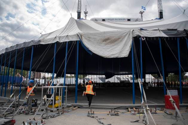 August 19, 2023, Calgary, Alberta, Canada: Cirque du Soleil and local contractors put up the big tent for the Cirque du Soleil KOOZA show in Calgary for the first time since 2019. Calgary Canada - ZUMAr123 20230819_zap_r123_007 Copyright: xBadenxRothx