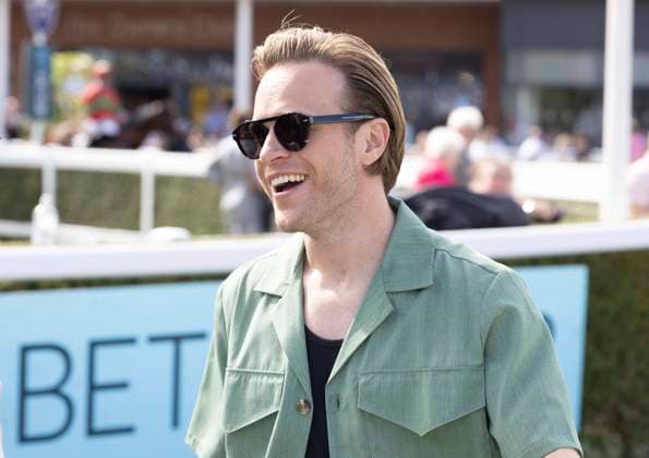 . 20 08 2023. Newbury, United Kingdom. Singer Olly Murs in the parade ring at the Bet Victory Hungerford Day at Newbury Racecourse, United Kingdom.  xi-Imagesx IIM-24628-0054