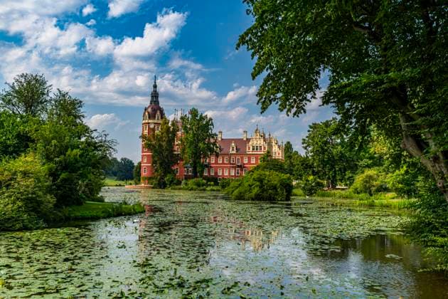 Muskau Castle, Muskau (Muskauer) Park, UNESCO World Heritage Site, Bad Muskau, Saxony, Germany, Europe Copyright: MichaelxRunkel 1184-8752 RECORD DATE NOT STATED
