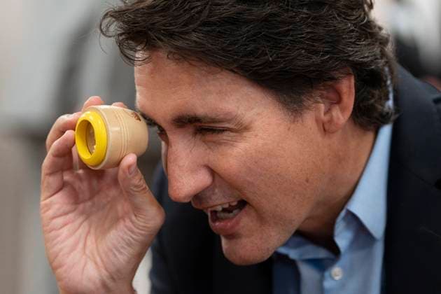 August 21, 2023, Cornwall, PEI, Canada: Prime Minister Justin Trudeau plays with children before an announcement at the Island Montessori Academy in Cornwall, P.E.I., Monday, Aug. 21, 2023. Cornwall Canada  - ZUMAc35_ 20230821_zaf_c35_023 Copyright: xDarrenxCalabresex