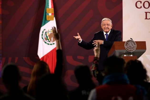 The president of Mexico, Andres Manuel Lopez Obrador in conference with reporters August 21, 2023, Mexico City, Mexico: The President of Mexico, Andres Manuel Lopez Obrador at the daily press conference at the National Palace in Mexico City. on August 21, 2023 in Mexico City, Mexico (Photo by Luis Barron Eyepix Group). Copyright: xLuisxBarronx xEyepixxGroupx LB_20230821_AMLO24
