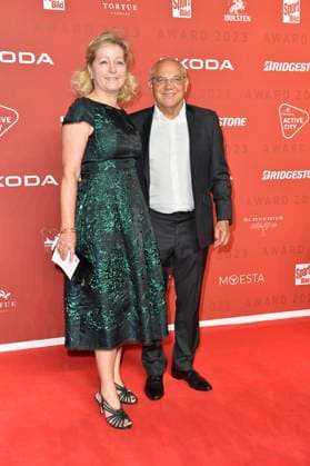Nicola Yvonne Jorde and Felix Magath arriving for the SPORT BILD Awards ceremony at the Fischauktionshalle in Hamburg 21 08 2023
