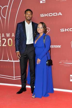 Sebastien Haller and Priscilla Haller arriving for the SPORT BILD Awards ceremony at the Fischauktionshalle in Hamburg 21 08 2023