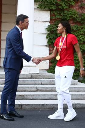 The President of the Spanish Government, Pedro Sánchez, during a meeting with the Spanish womens national soccer team as the winner of the World Cup in Madrid August 22, 2023 Pedro Sanchez receives the womens national soccer team at the Moncloa after their victory in the World Cup Cordon Press  Fernando.Calvo