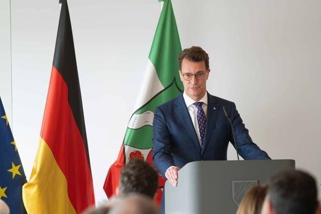 Hendrik WUEST, Wüst, CDU, State Premier of North Rhine-Westphalia, during his speech State Premier Hendrik WUEST honors citizens of North Rhine-Westphalia for their extraordinary commitment to society with the Order of Merit of the State, awarding of the Order of Merit of the State of North Rhine-Westphalia in Duesseldorf on 22 08 2023