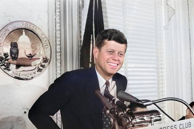 U.S. Senator John F. Kennedy speaking at lectern at National Press Club, Washington, D.C., USA, John T. Bledsoe, U.S. News & World Report Magazine Photograph Collection, January 14, 1960  Copyright: xCircaxImagesx ghi-circa11711