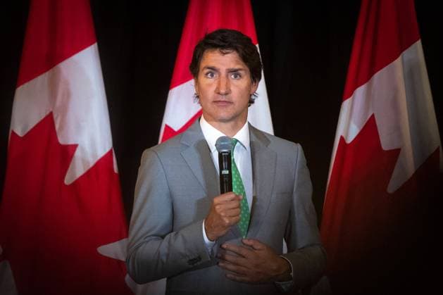 August 25, 2023, VANCOUVER, BC, CANADA: Prime Minister Justin Trudeau speaks during a Liberal Party of Canada fundraising event in Vancouver, on Friday, August 25, 2023. VANCOUVER CANADA  - ZUMAc35_ 20230825_zaf_c35_210 Copyright: xEthanxCairnsx