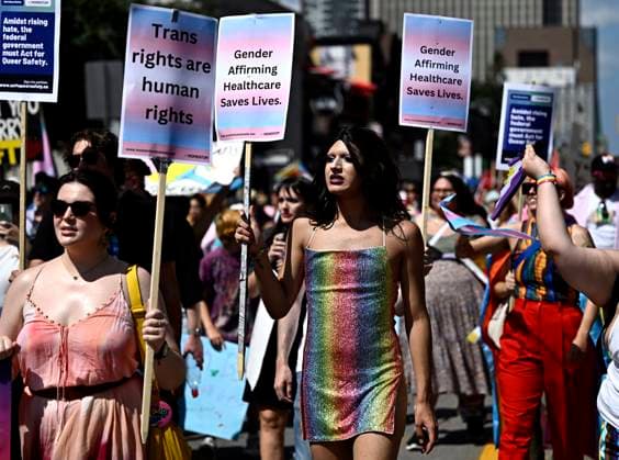 August 27, 2023, Ottawa, ON, CAN: People march for transgender rights during the Capital Pride Parade in Ottawa, on Sunday, Aug. 27, 2023. Ottawa CAN  - ZUMAc35_ 20230827_zaf_c35_028 Copyright: xJustinxTangx