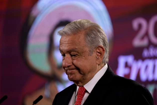 The president of Mexico, Andres Manuel Lopez Obrador in conference with reporters August 28, 2023, Mexico City, Mexico: Mexican President Andres Manuel Lopez Obrador at the press conference before reporters at the National Palace in Mexico City. on August 28, 2023 in Mexico City, Mexico (Photo by Luis Barron Eyepix Group). Copyright: xLuisxBarronx xEyepixxGroupx LB_20230828_AMLO8
