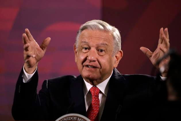 The president of Mexico, Andres Manuel Lopez Obrador in conference with reporters August 28, 2023, Mexico City, Mexico: Mexican President Andres Manuel Lopez Obrador at the press conference before reporters at the National Palace in Mexico City. on August 28, 2023 in Mexico City, Mexico (Photo by Luis Barron Eyepix Group). Copyright: xLuisxBarronx xEyepixxGroupx LB_20230828_AMLO9