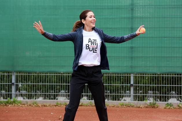 29-08-2023 Princess Mary visited the Gladsaxe tennis club, in Gladsaxe, Denmark to support the Antibulli tennis program. Â  Copyright: xPPEx