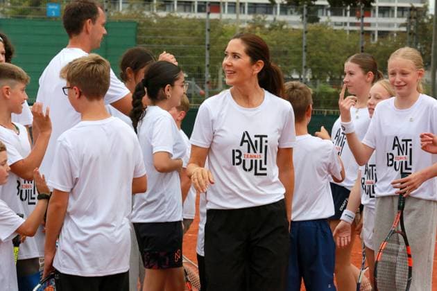 29-08-2023 Princess Mary visited the Gladsaxe tennis club, in Gladsaxe, Denmark to support the Antibulli tennis program. Â  Copyright: xPPEx