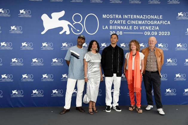 80th Venice Film Festival 2023, Photocall Jury Orizzonti. Pictured: Jonas Carpignano President, Kaouther Ben Hania, Kahlil Joseph, Jean-Paul SalomÃ , Tricia Tuttle  Copyright: xAlbertoxTerenghix xipa-agency.nex xPoolxPhotoxEventsx02x IPA_IPA39944264