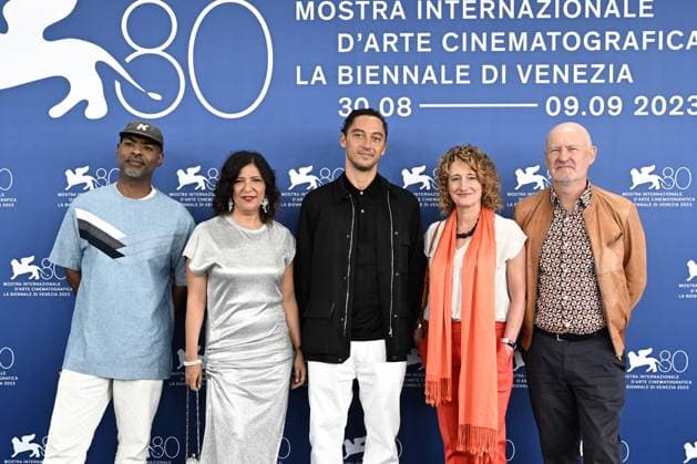 photocall of the Orizzonti jury, 80th Venice International Film Festival, Italy - 30 Aug 2023 Jonas Carpignano, Kaouther Ben Hania, Kahlil Joseph, Jean Paul Salome™, Tricia Tuttle during photocall of the Orizzonti jury, 80th Venice International Film Festival, Italy - 30 Aug 2023, Credit:Maria Laura Antonelli Avalon Italy, Venice  Copyright: xMariaxLauraxAntonellix xAvalonx 0801381390
