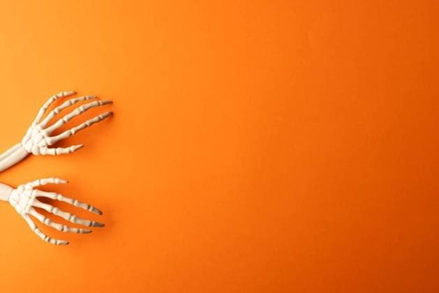 Plastic skeleton hands with copy space on orange background Plastic skeleton hands with copy space on orange background. Fall, autumn, halloween, tradition and celebration concept., model released, , property released, Cape Town, South Africa, 13.07.2023, 4159947.jpg, plastic,skeleton,hand,copy space,orange background,fall,autumn,halloween,tradition,celebration,concept,horror,holiday,scary,skull,spooky,decoration,october,season,design,symbol,bone,background,illustration,pumpkin,party,christmas,happy,festive,traditional,card,copy,space,orange