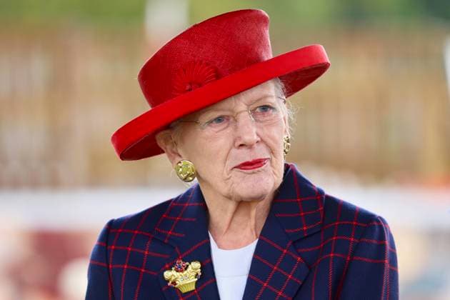 31-08-2023 Queen Margrethe visits Randers during her annual summer cruise on the Royal yacht Dannebrog. In Randers she visited the village of Oester Bjerregrav, the vocational school Tradium and the landmark of Randers - The Blue Bridge. Â  Copyright: xPPEx